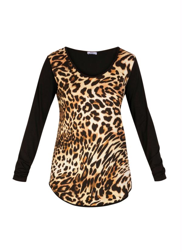 

Blusa Alongada Animal Print, Preto