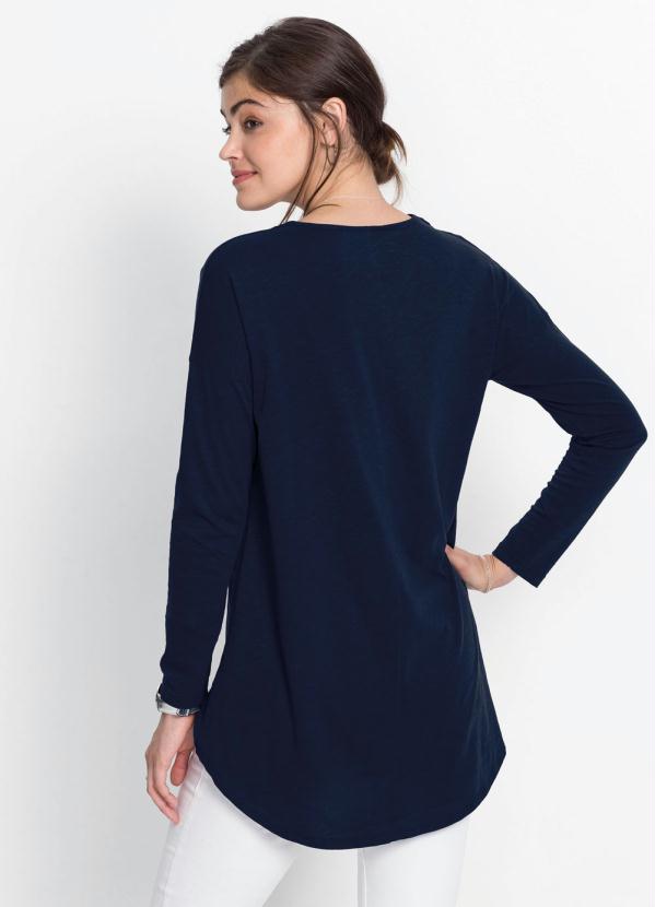 

Blusa Alongada Decote V Azul