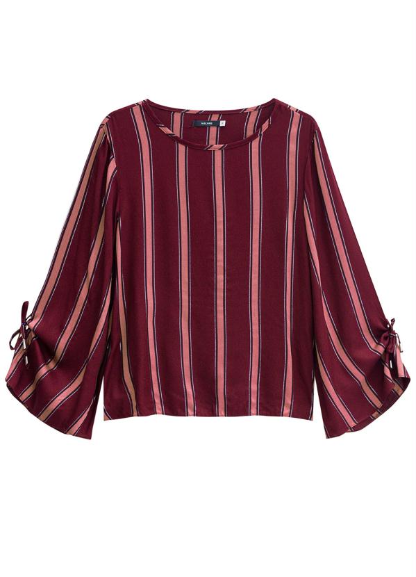 

Blusa Bordô Ampla Listrada, Vermelho