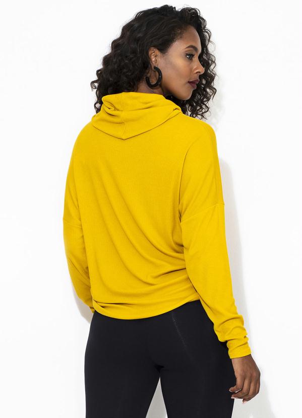 

Blusa Canelada Gola Boba Amarela, Amarelo