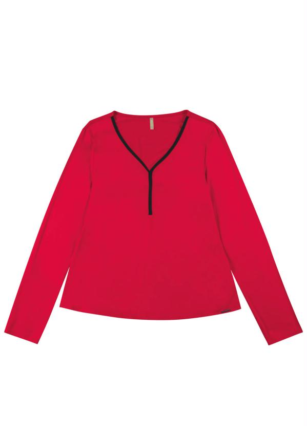 

Blusa em Tecido Flex com Decote V Vermelho