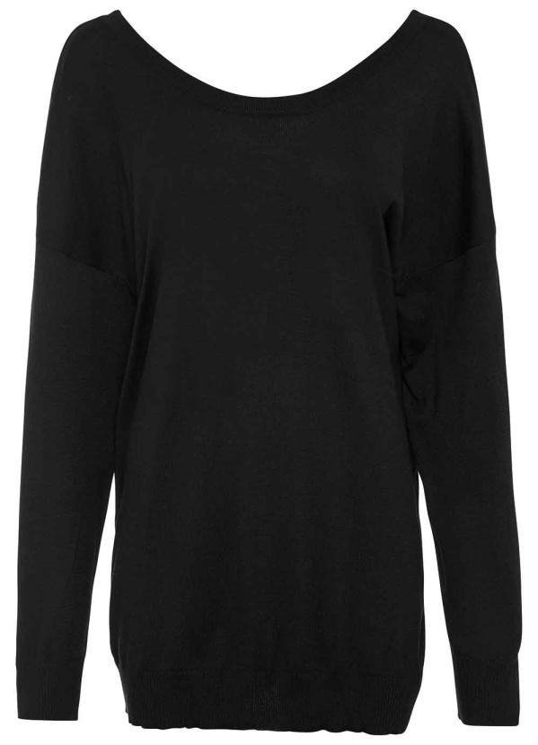 

Blusa Estampada e Decote Costas V com Tira Preto