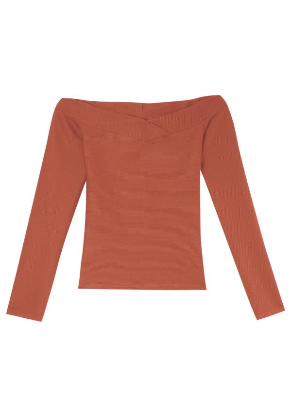 

Blusa Laranja Ombro a Ombro Cotelê