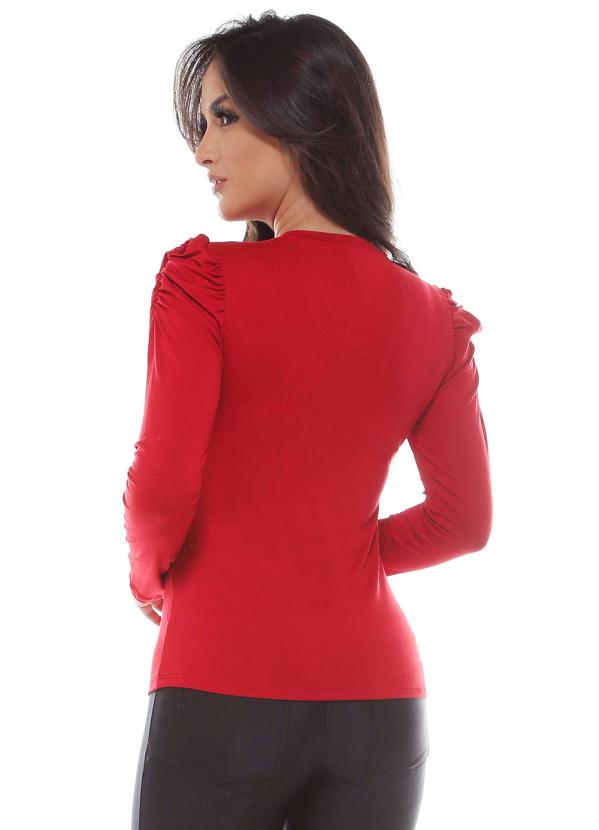 

Blusa Manga Longa Bufante Franzida Vermelho