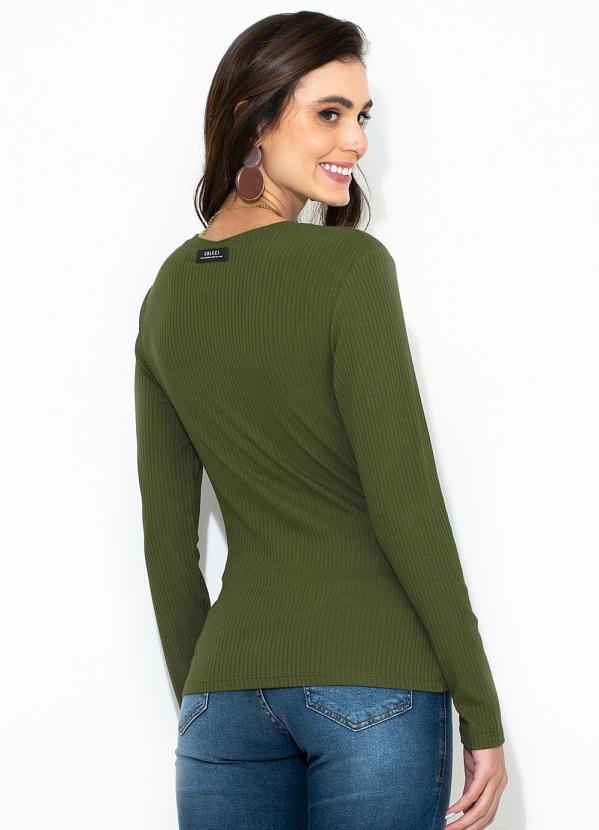 

Blusa Manga Longa Canelada Verde