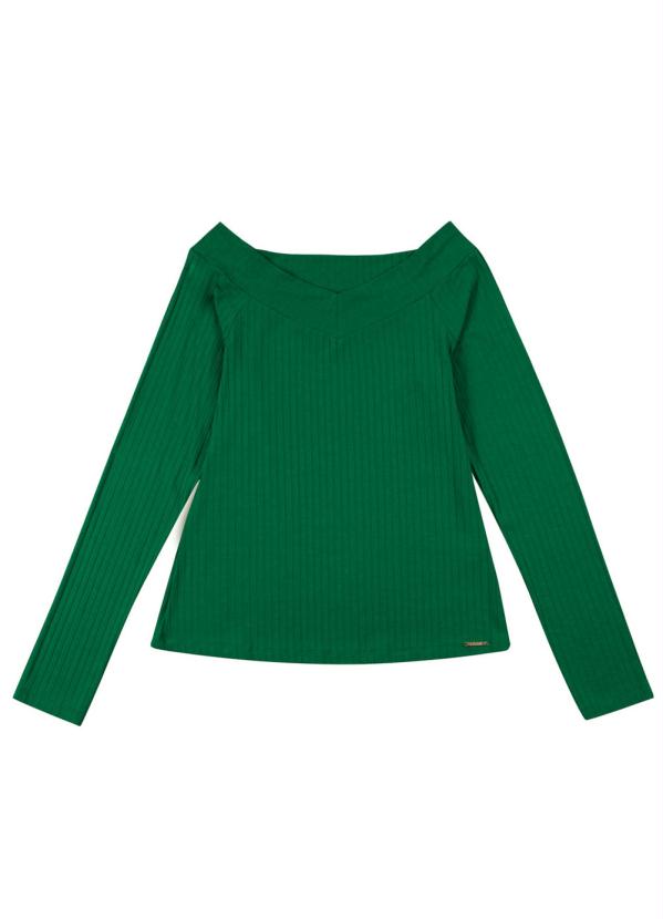 

Blusa Manga Longa com Decote Canoa Verde