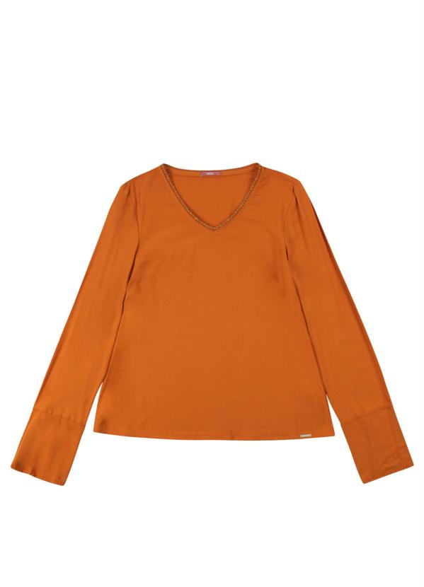 

Blusa Manga Longa com Decote V Laranja