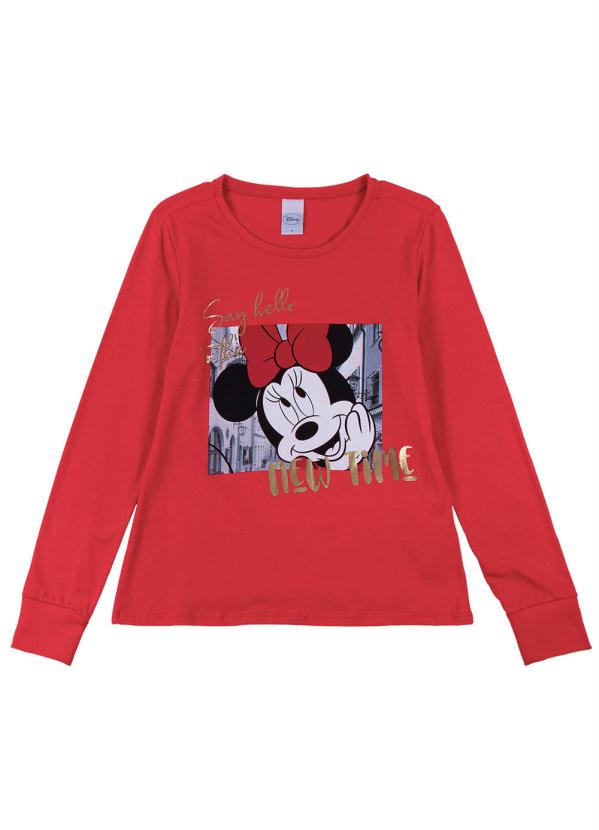 

Blusa Manga Longa Estampada com Fóil Vermelho