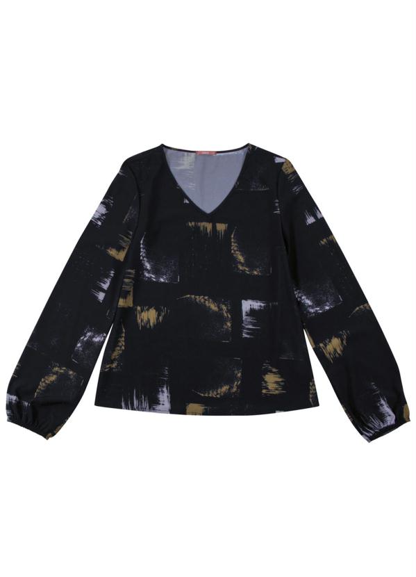 

Blusa Manga Longa Estampada Preto