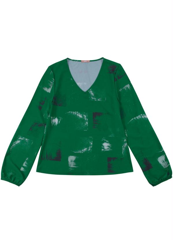 

Blusa Manga Longa Estampada Verde