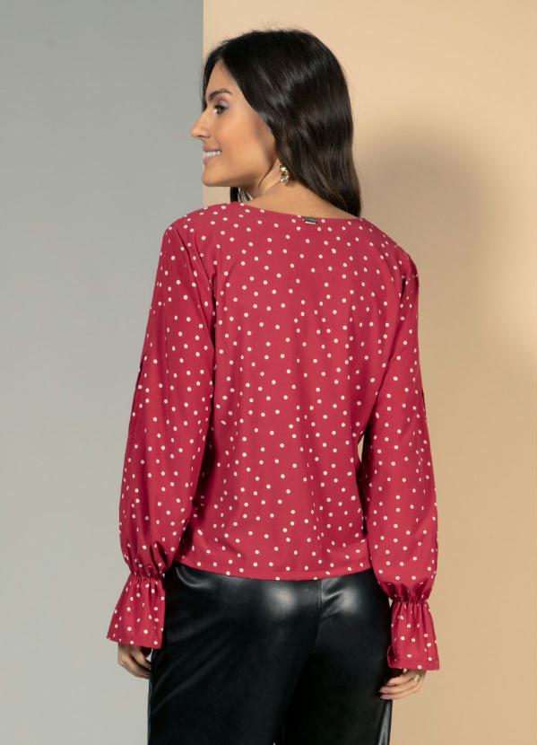 

Blusa Poá Vermelha com Recorte Vazado, Vermelho