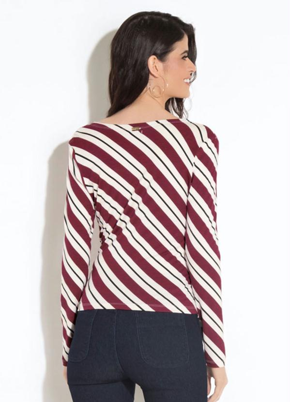 

Blusa Quintess Listrada Bordô com Ilhós, Vermelho