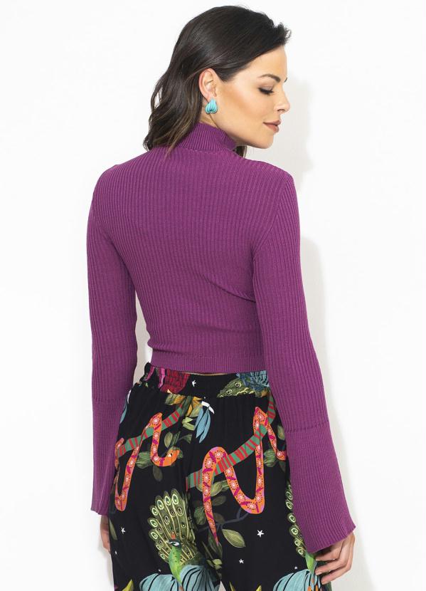 

Blusa Tricot Manguinha Longa Roxa, Roxo