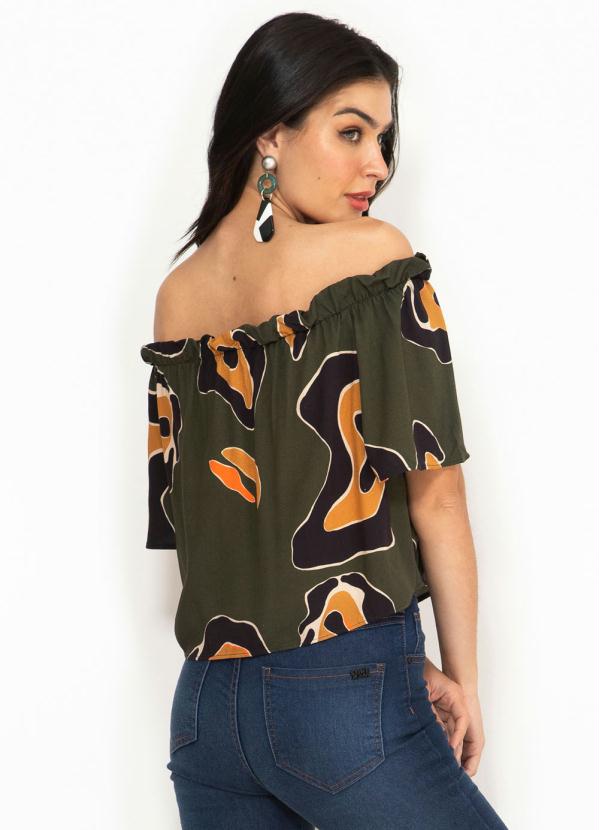 

Blusa de Viscose Ombro a Ombro Estampada Verde