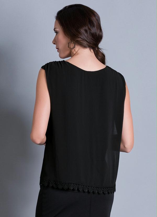 

Blusa com Renda Guipir na Barra Preta, Preto