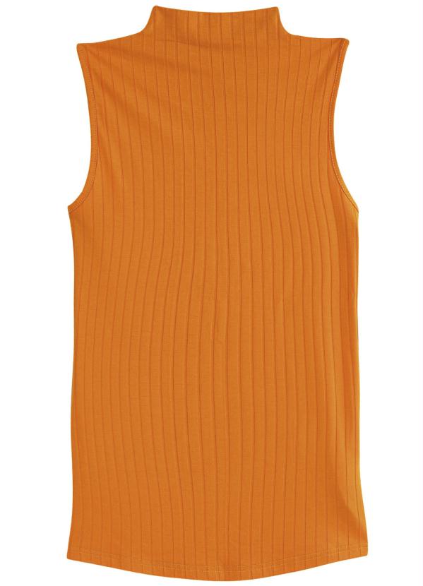 

Blusa Laranja Canelada com Decote V Plus