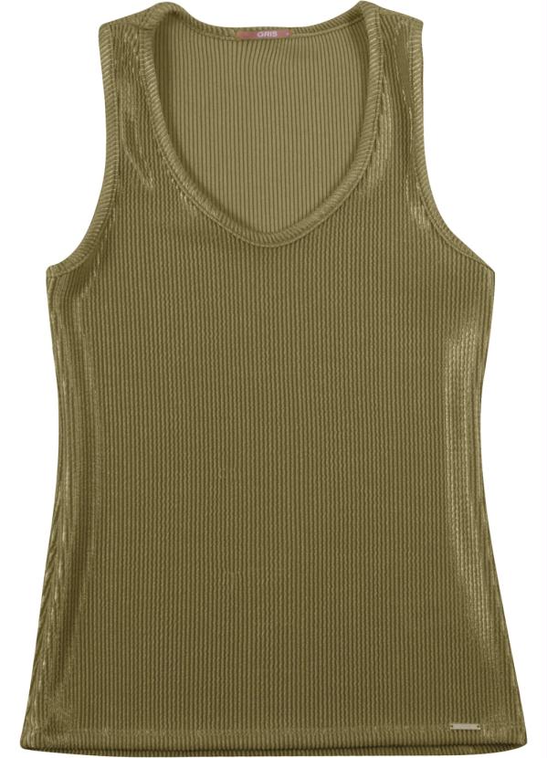 

Blusa sem Manga em Tecido Canelado Verde Militar