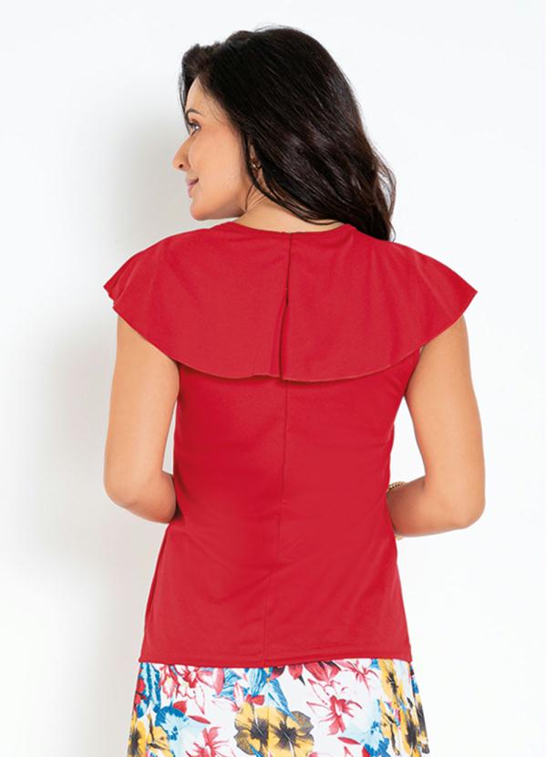 

Blusa Vermelha com Babado Moda Evangélica, Vermelho