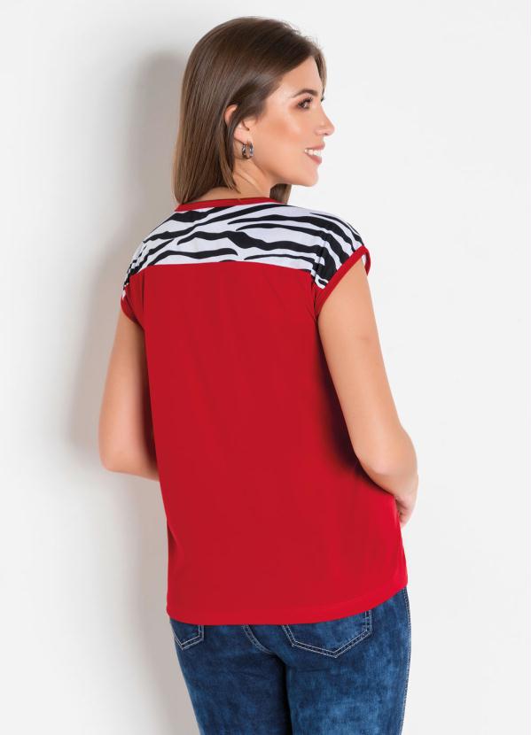 

Blusa Detalhe Animal Print Vermelha, Vermelho