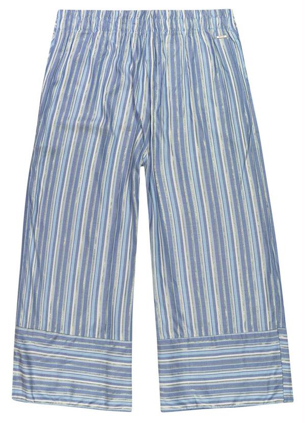 

Calça Azul Pantacourt Listrada