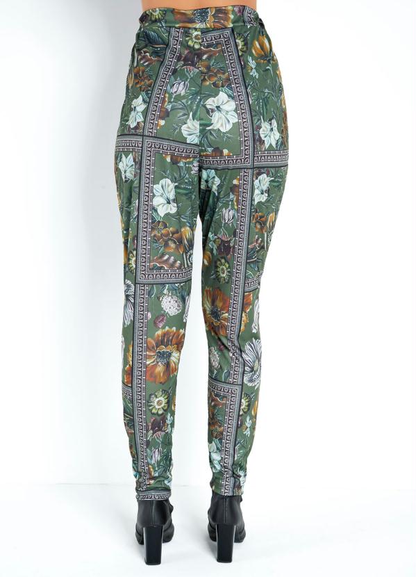 

Calça Clochard com Faixa Floral Verde