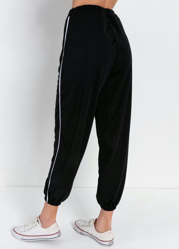 

Calça Jogger com Filete Lateral Preta, Preto