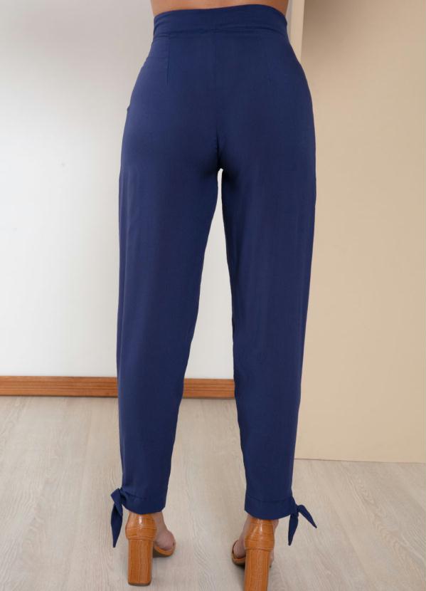 

Calça Marinho com Zíper nas Pernas e Amarração, Azul