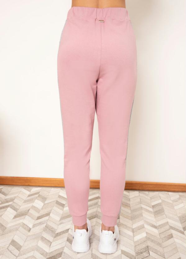 

Calça Confort Rosa e Mescla com Faixa Lateral