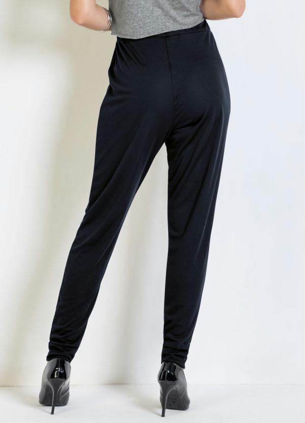 

Calça Jogger Preta com Faixas na Frente, Preto