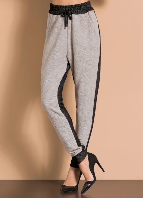 

Calça Jogging Bicolor Preto e Mescla, Cinza