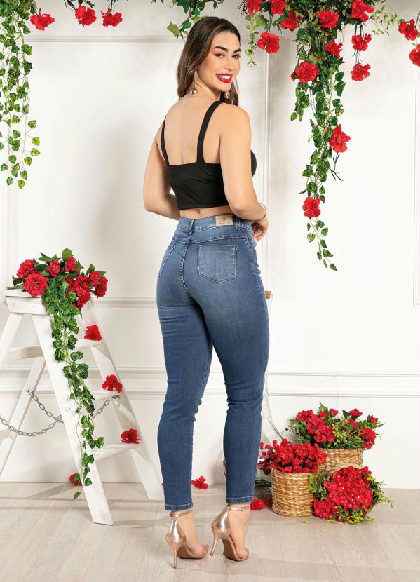 

Calça Jeans Cigarrete com Bolsos Sawary, Azul