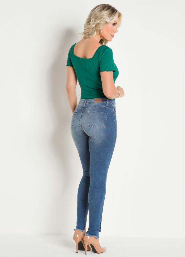 

Calça Jeans com Botões nas Pernas Sawary, Azul