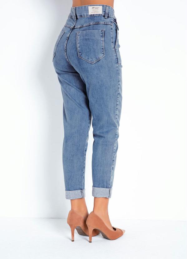 

Calça Jeans Cropped com Bolsos Funcionais Sawary, Azul