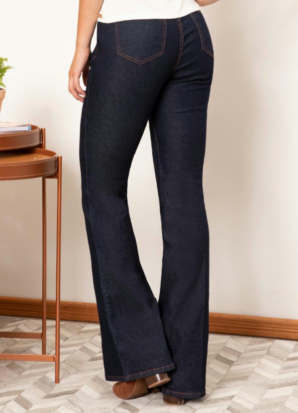 

Calça Jeans Flare com Vinco, Azul