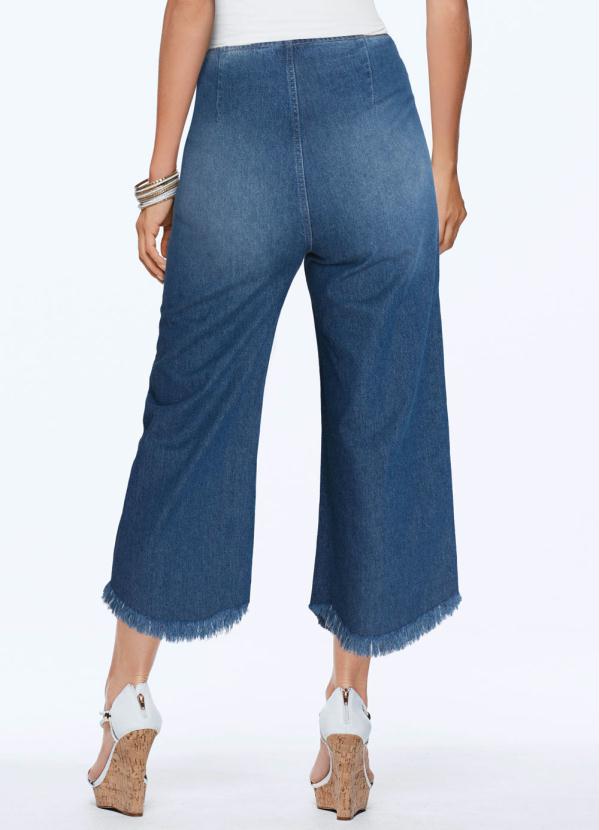 

Calça Jeans Pantacourt Azul Médio