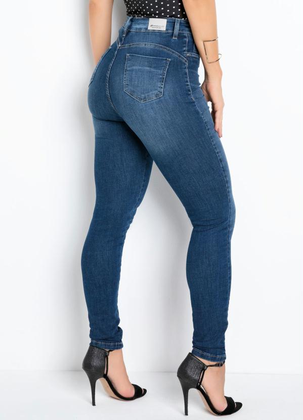 

Calça Jeans Sawary Skinny 360° com Cinta e Puídos, Azul