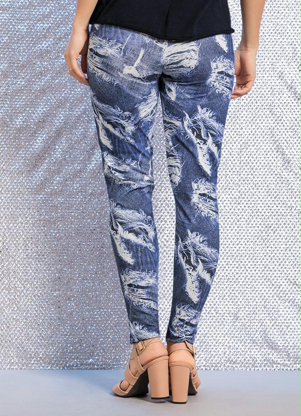 

Legging Estampa Jeans com Cintura Média, Azul