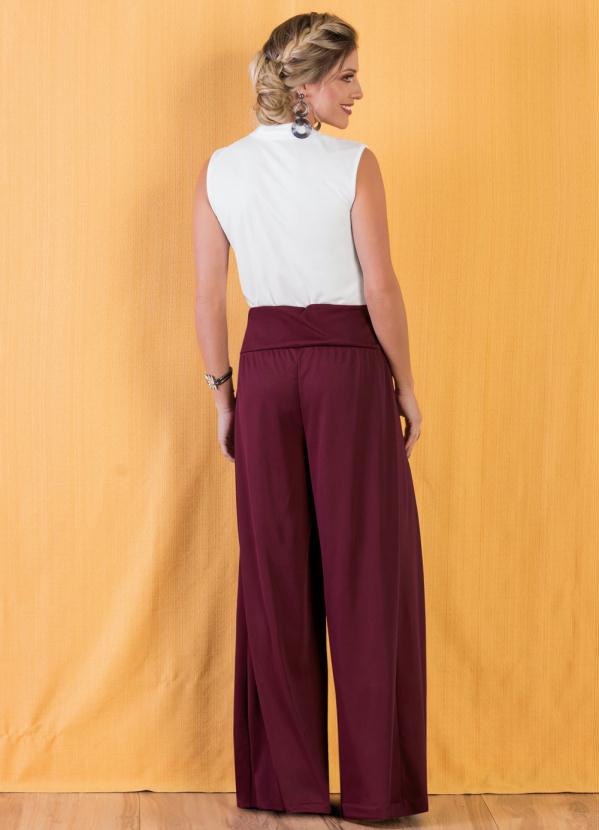 

Calça Bordô Pantalona com Cintura Média, Roxo