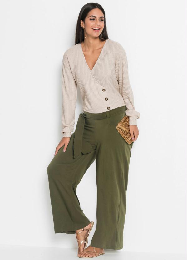 

Calça Pantalona com Faixa Verde Oliva