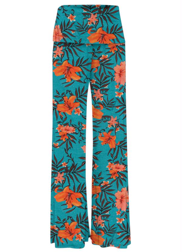 

Calça Pantalona Floral/Azul, Estampado