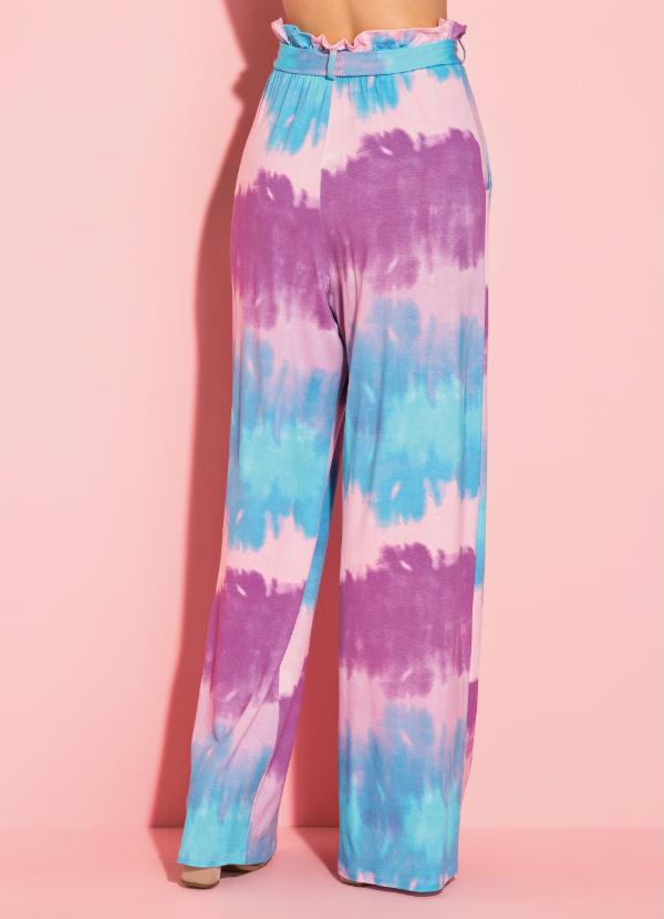 

Calça Tie Dye com Faixa na Cintura, Azul