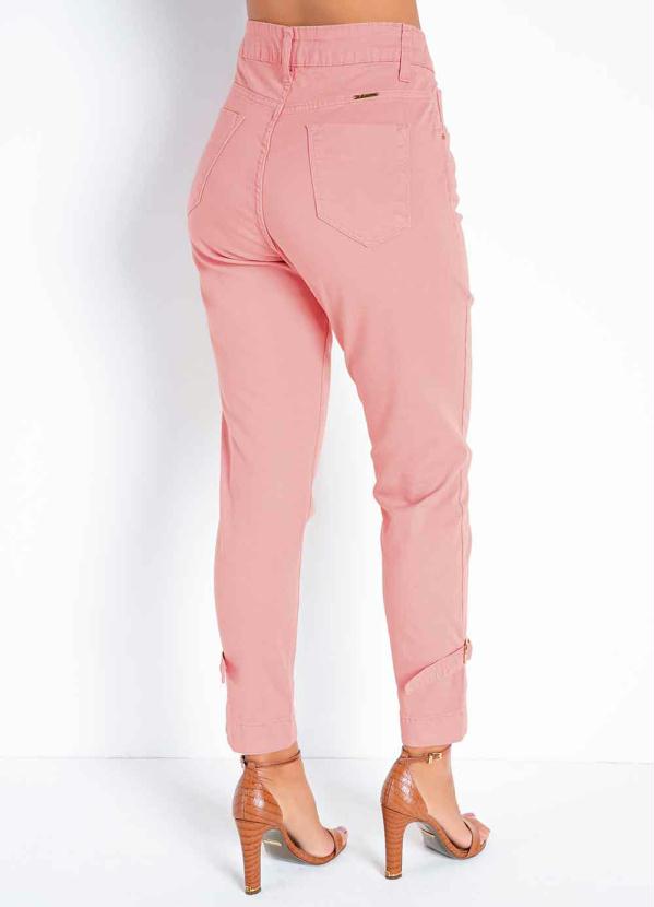 

Calça Rosa Boyfriend com Fivelas Sawary