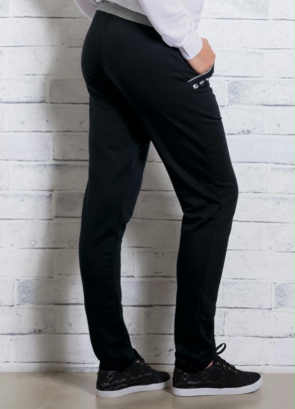 

Calça Jogging Preta com Aplicação de Chatons, Preto