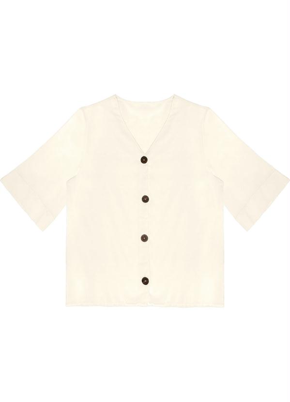 

Camisa Feminina de BotõesBege, Bege