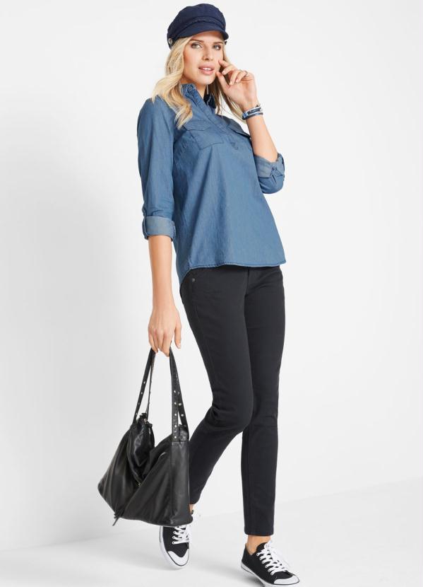 

Camisa Jeans com Bolsos Azul Médio