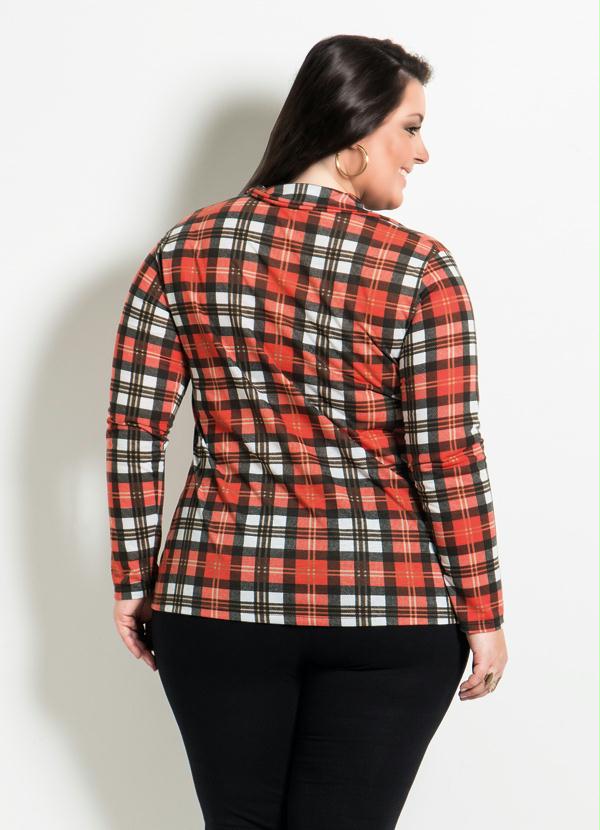 

Camisa Xadrez Plus Size, Laranja