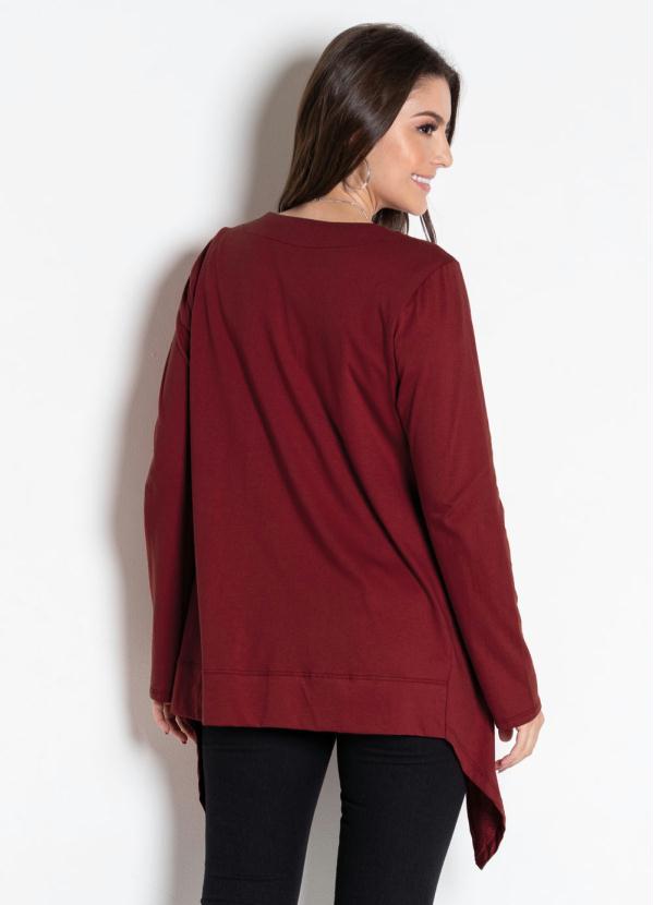 

Cardigan Assimétrico Bordô, Vermelho