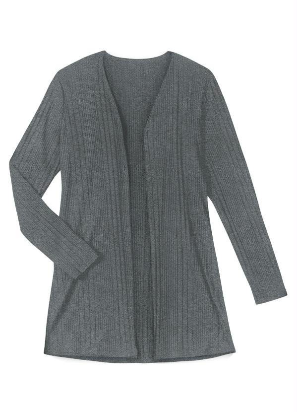 

Cardigan Feminino Canelado Cinza