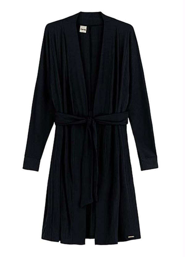 

Cardigan Preto em Viscose Canelada