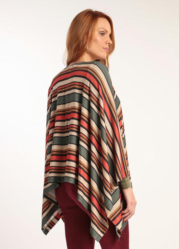 

Poncho Tricot Estampada Bege